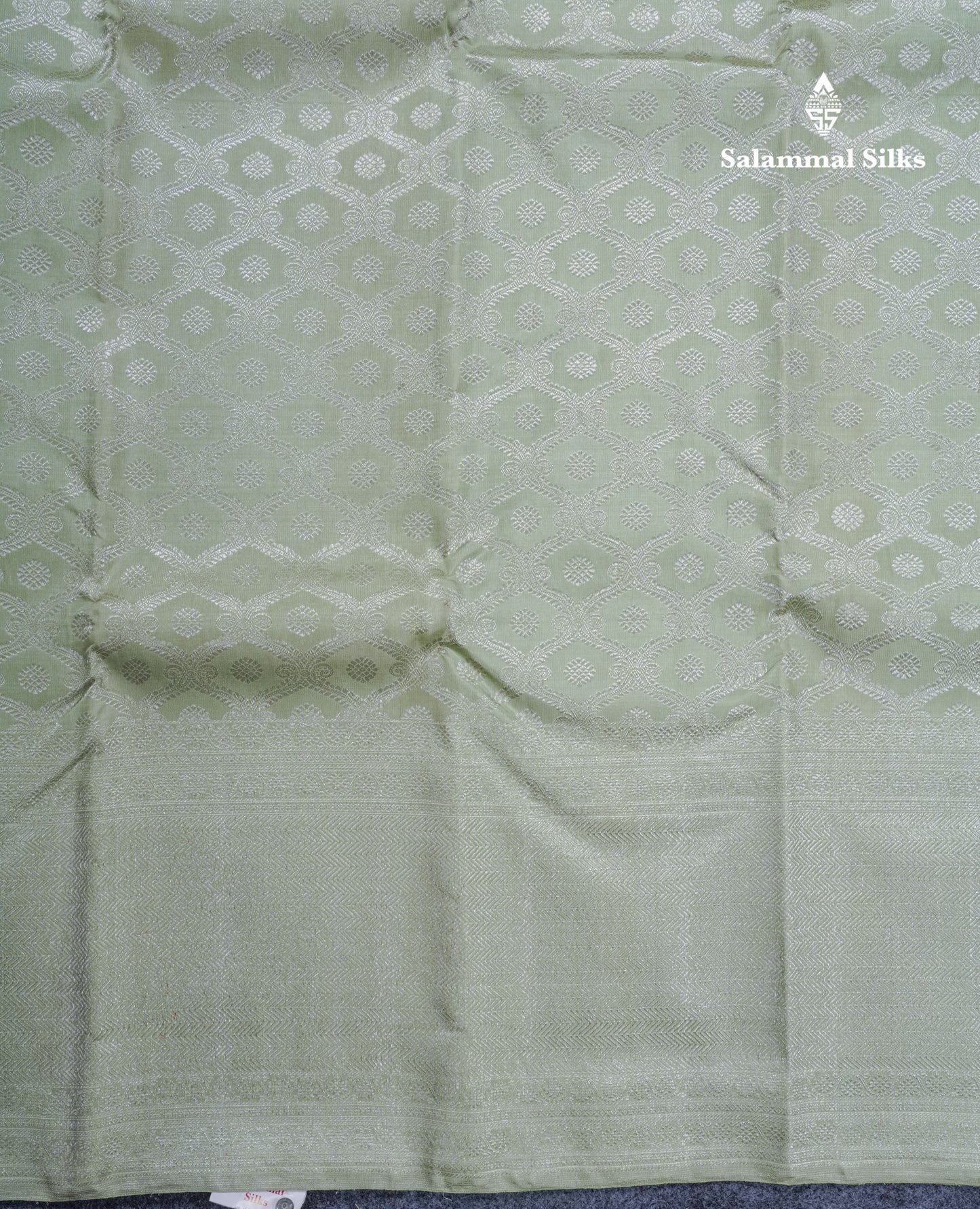 Pista Green Bridal Pure Kanjivaram Silk Saree With Silver Zari Long Border