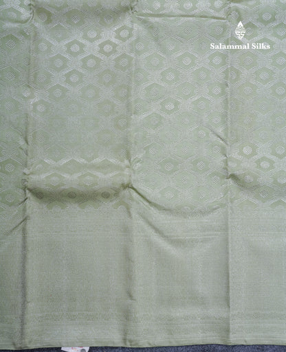 Pista Green Bridal Pure Kanjivaram Silk Saree With Silver Zari Long Border