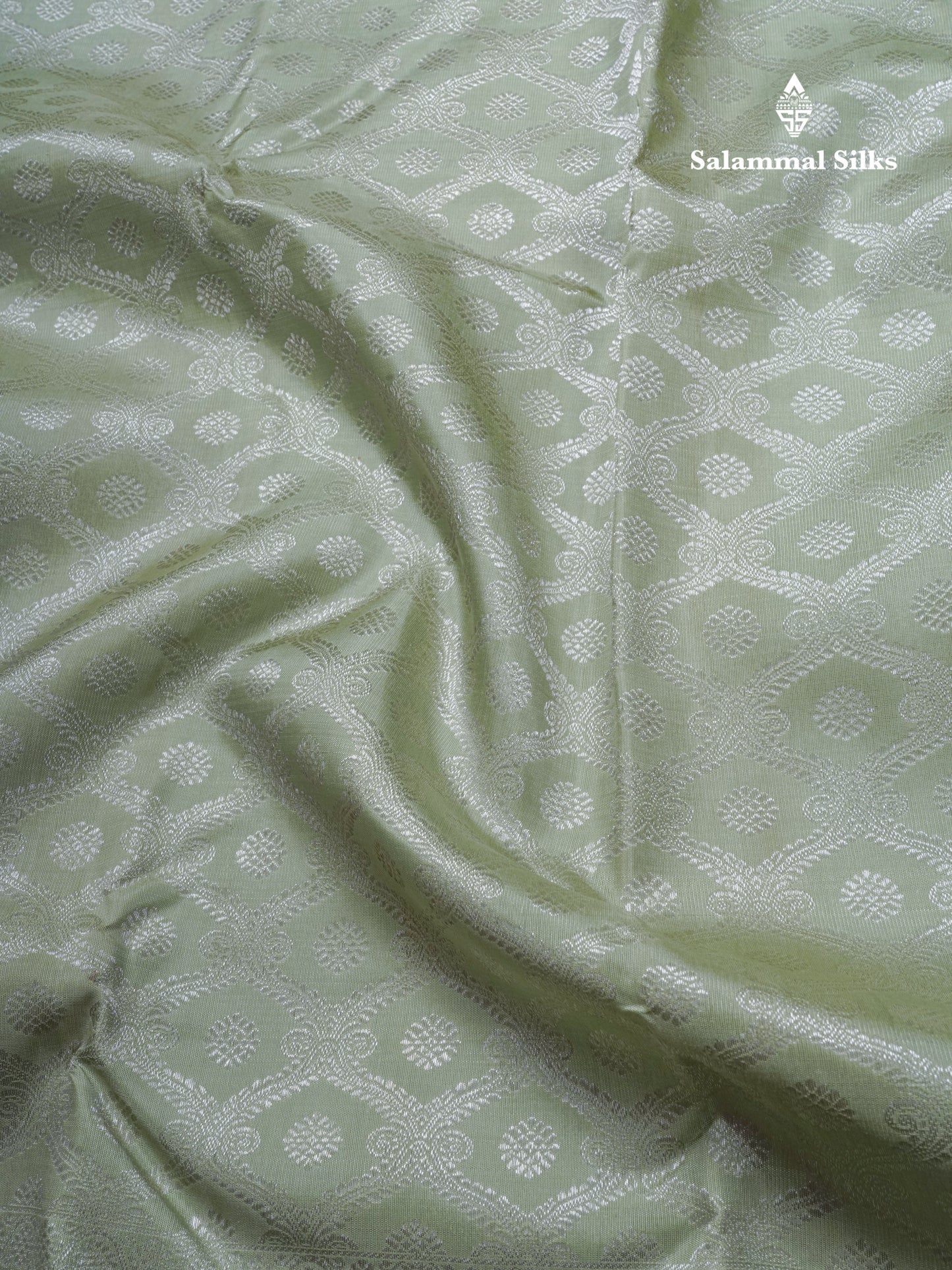 Pista Green Bridal Pure Kanjivaram Silk Saree With Silver Zari Long Border