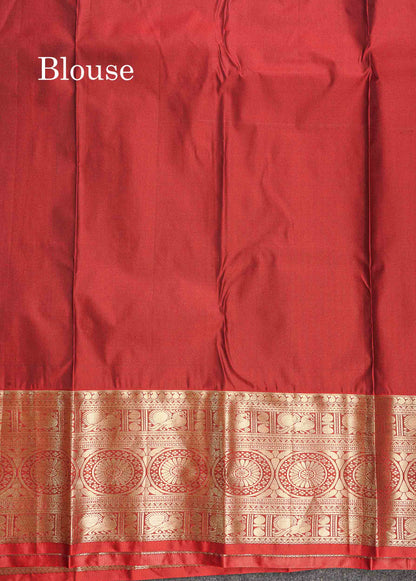 Semi Silk Saree - Green Colour Body Small Checks With Butta & Contrast Maroon Border