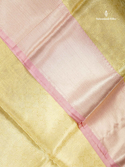 Tissue Saree - Celebrity Light Gold With Baby Pink Grand Blouse