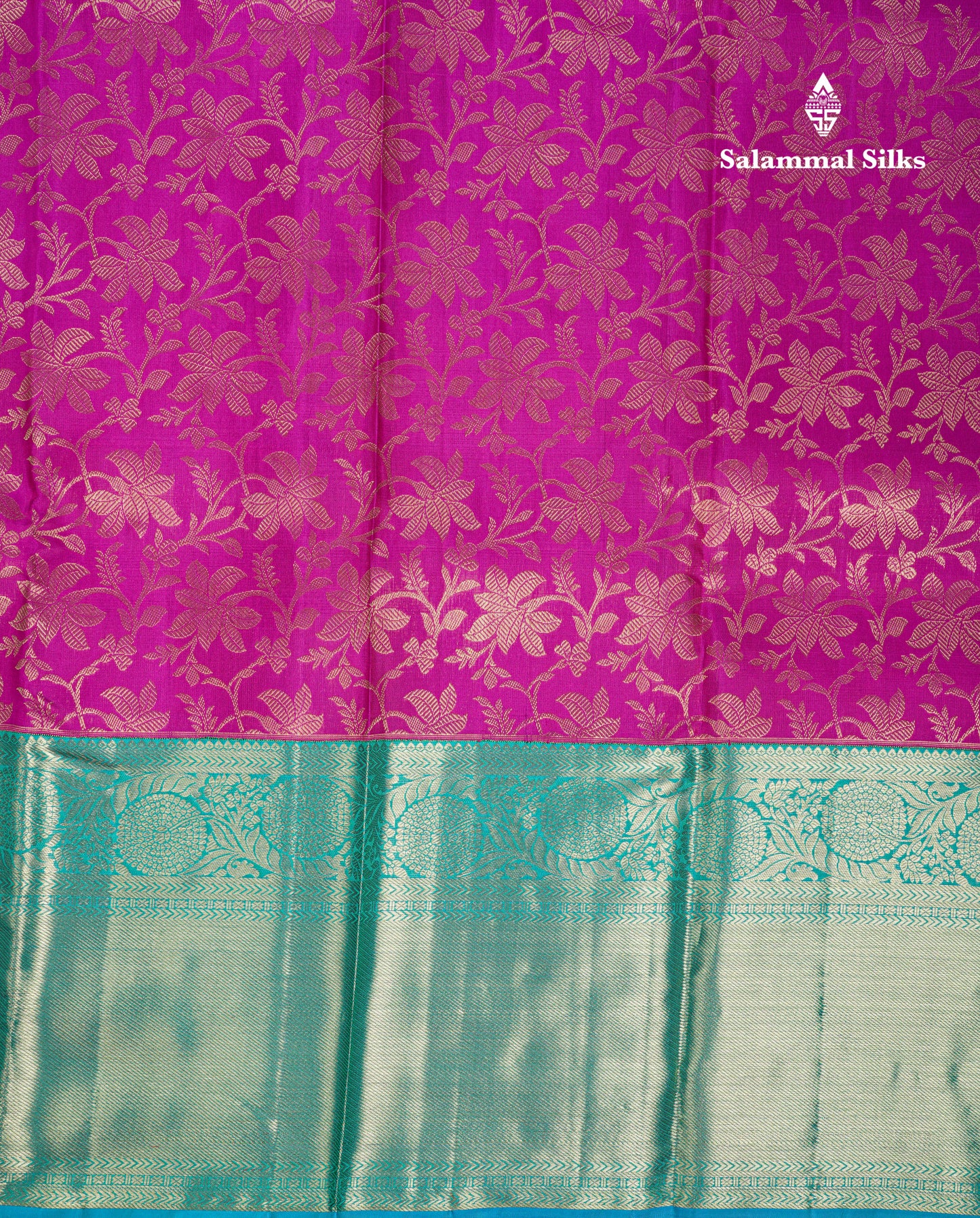 Beautiful Magenta Pink Bridal Pure Kanjivaram Silk Saree With Contrast Sapphire Blue Traditional Evening Morning Border