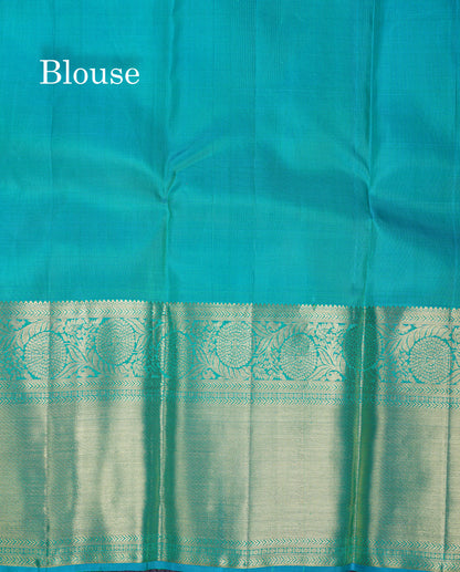 Beautiful Magenta Pink Bridal Pure Kanjivaram Silk Saree With Contrast Sapphire Blue Traditional Evening Morning Border