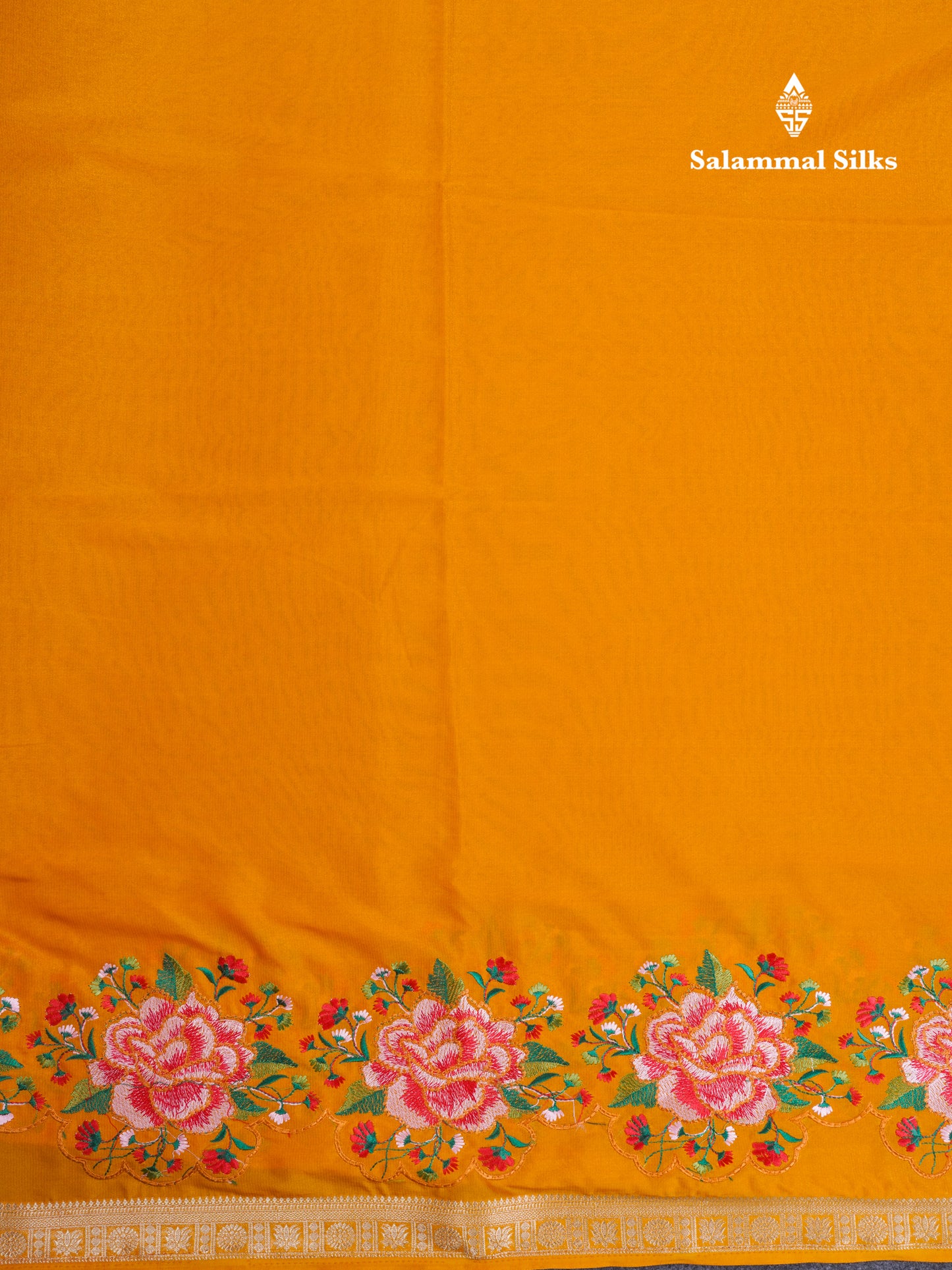 Bottle Green Plain Semi Mysore Crepe Saree With Embroidery Work Border
