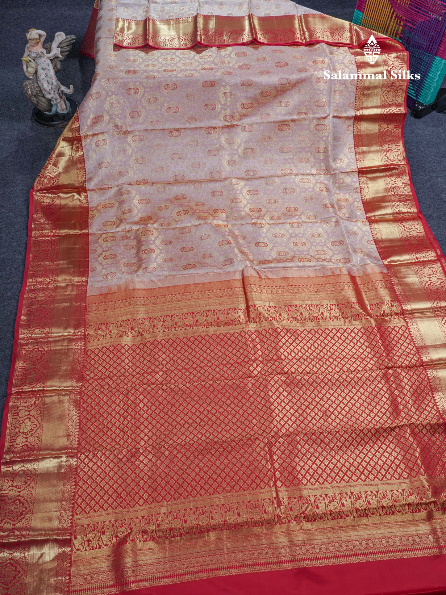 Onion Pink Grand Bridal Pure Kanjivaram Silk Saree With Maroon Border