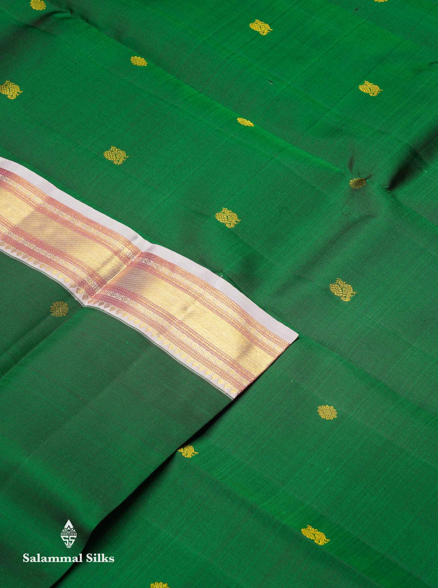 Korvai Beautiful Bottle Green Pure Kanjivaram Silk Saree With Contrast Baby Pink Traditional Evening Morning Border