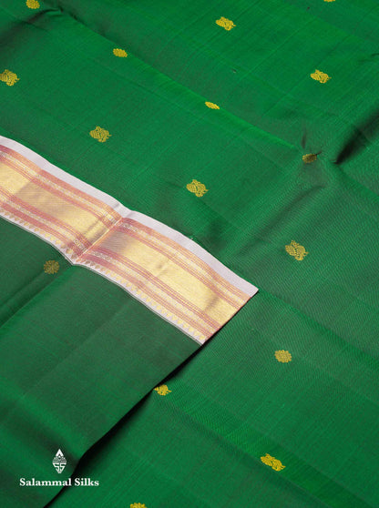 Korvai Beautiful Bottle Green Pure Kanjivaram Silk Saree With Contrast Baby Pink Traditional Evening Morning Border