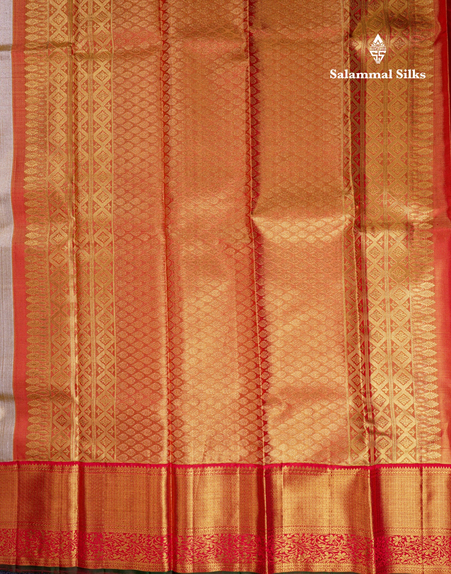 Beautiful Gold Plain Tissue Bridal Pure Kanjivaram Silk Saree With Contrast Chilly Red Traditional Evening Morning Border