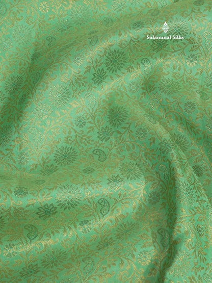 Rexona Green Pure Kanjivaram Silk Saree (2G) Zari With Contrast Red Border