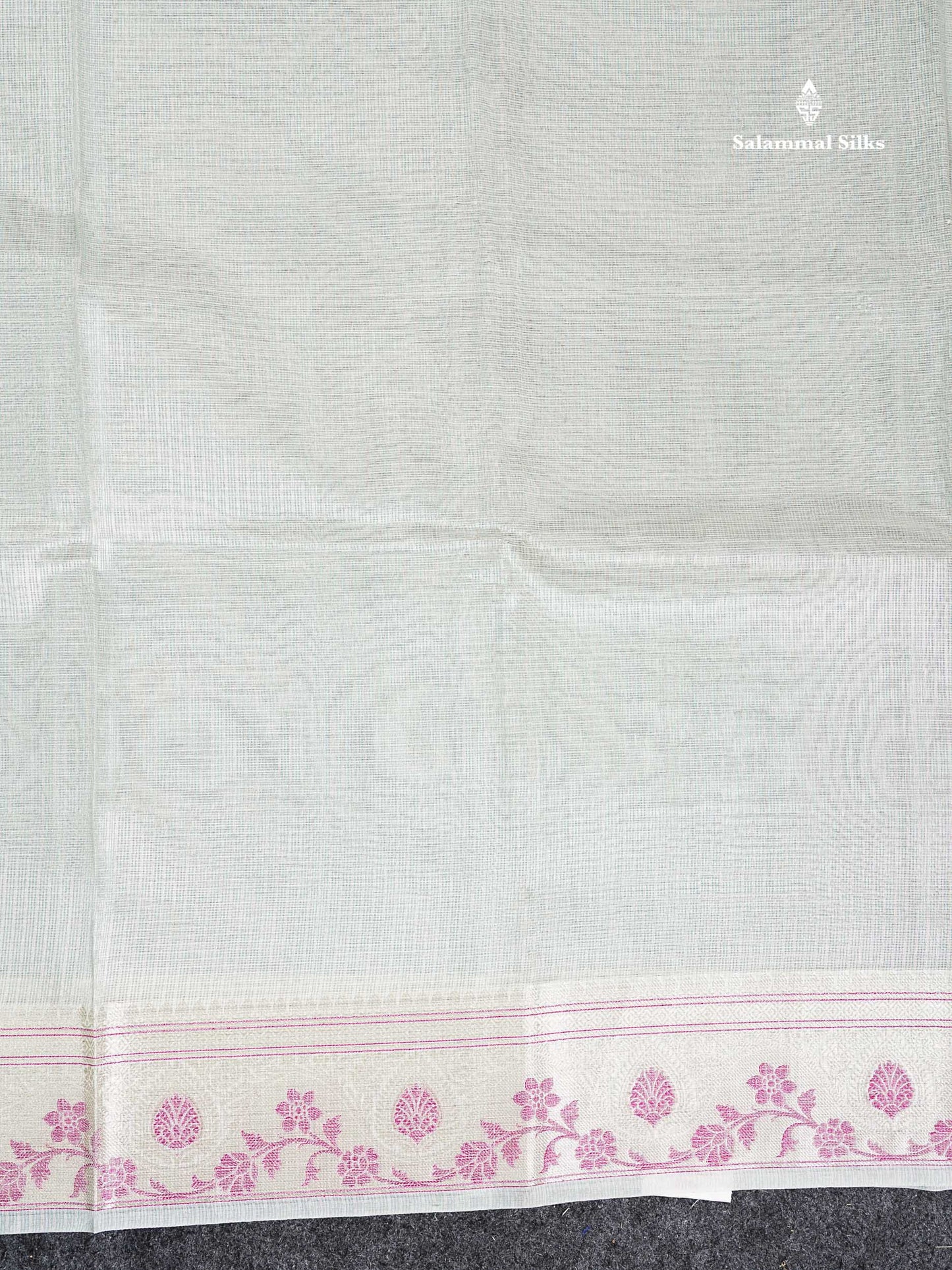 Tissue Saree -Cream Green Netted Along With Fancy Border