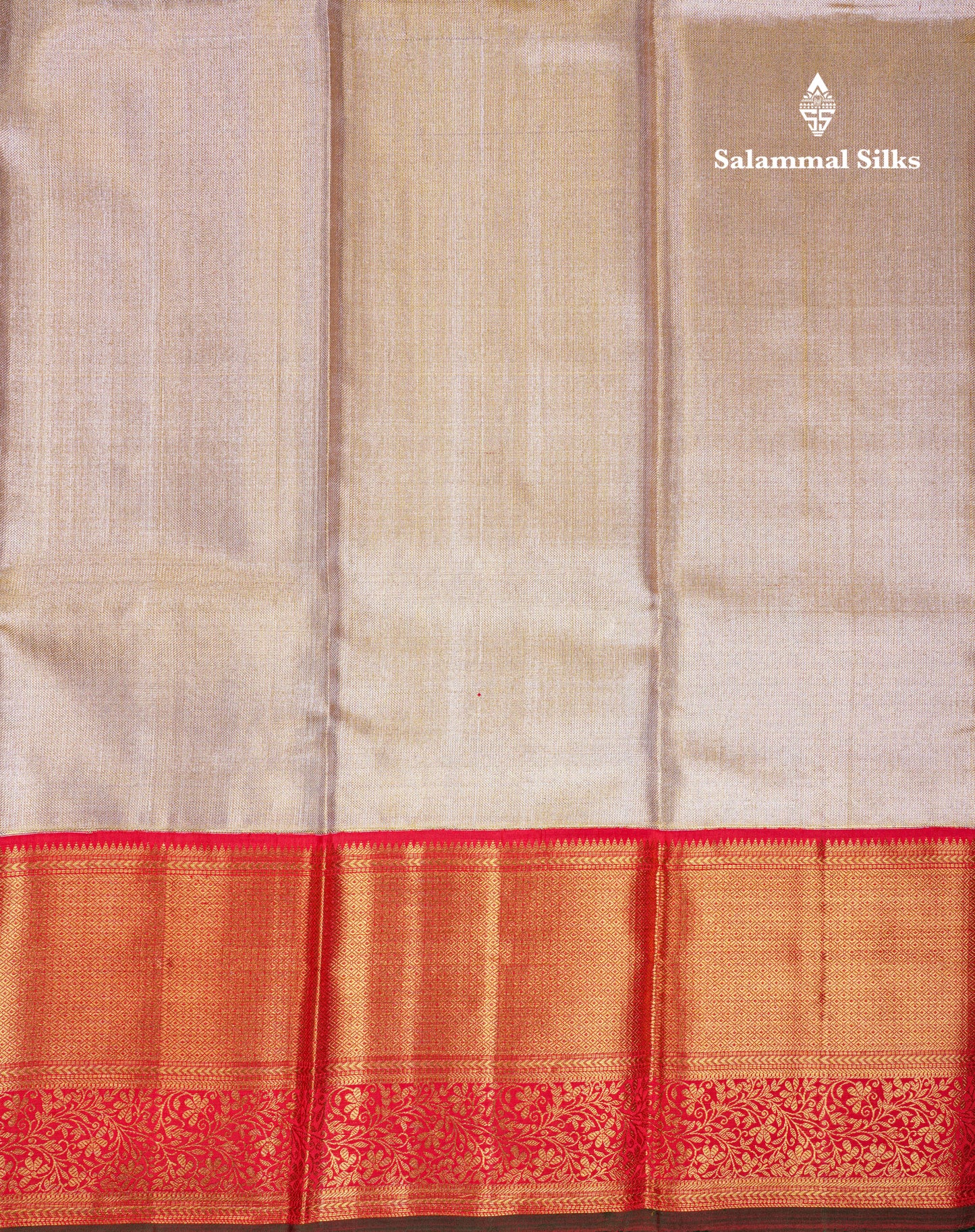 Beautiful Gold Plain Tissue Bridal Pure Kanjivaram Silk Saree With Contrast Chilly Red Traditional Evening Morning Border