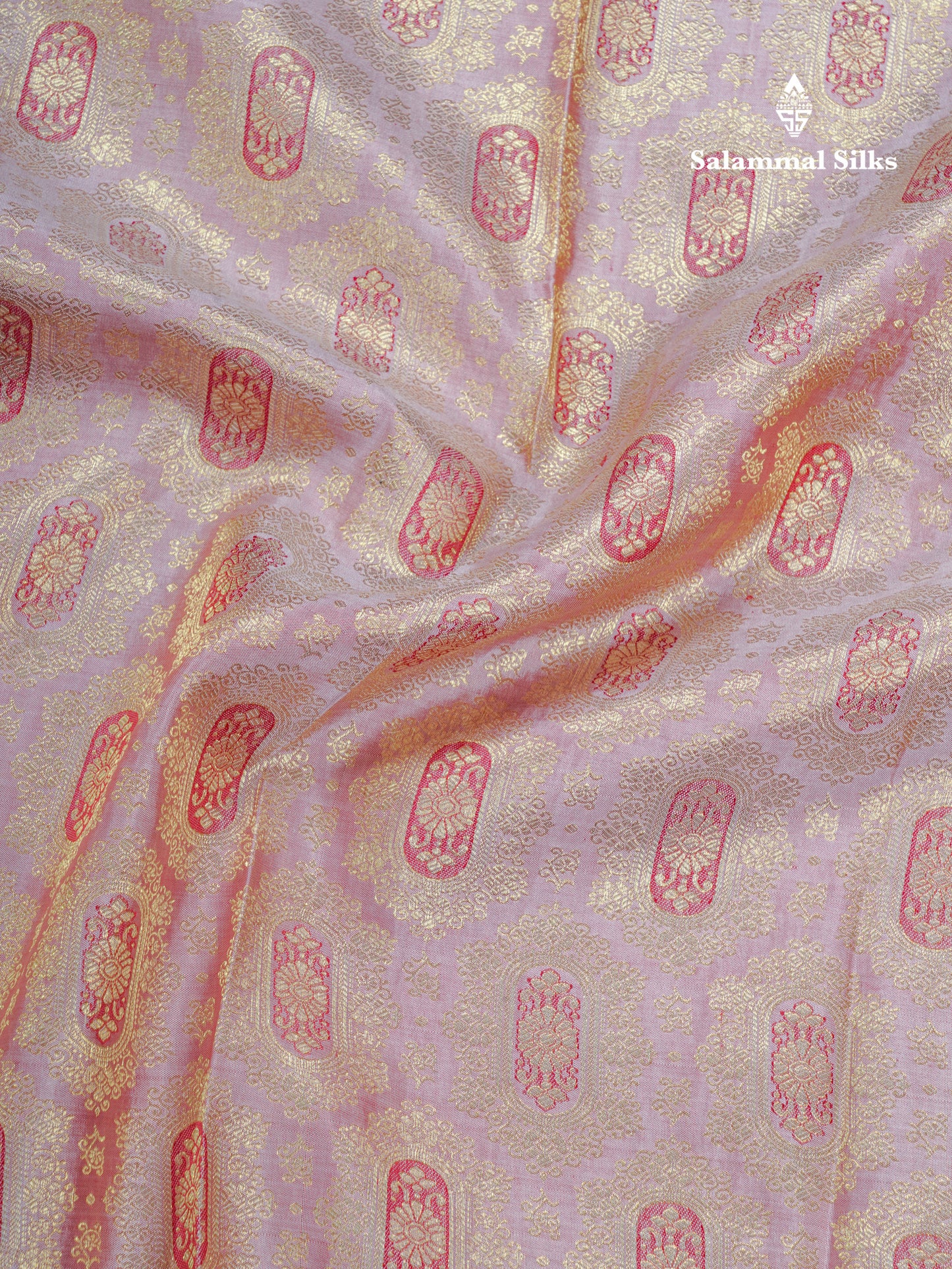 Onion Pink Grand Bridal Pure Kanjivaram Silk Saree With Maroon Border