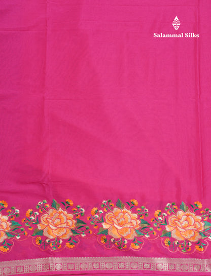 Bottle Green Plain Semi Mysore Crepe Saree With Embroidery Work Border