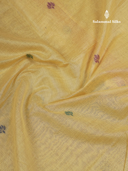 Beautiful Dark Peach Menakari Work Butta Muga Cotton Saree With Blouse