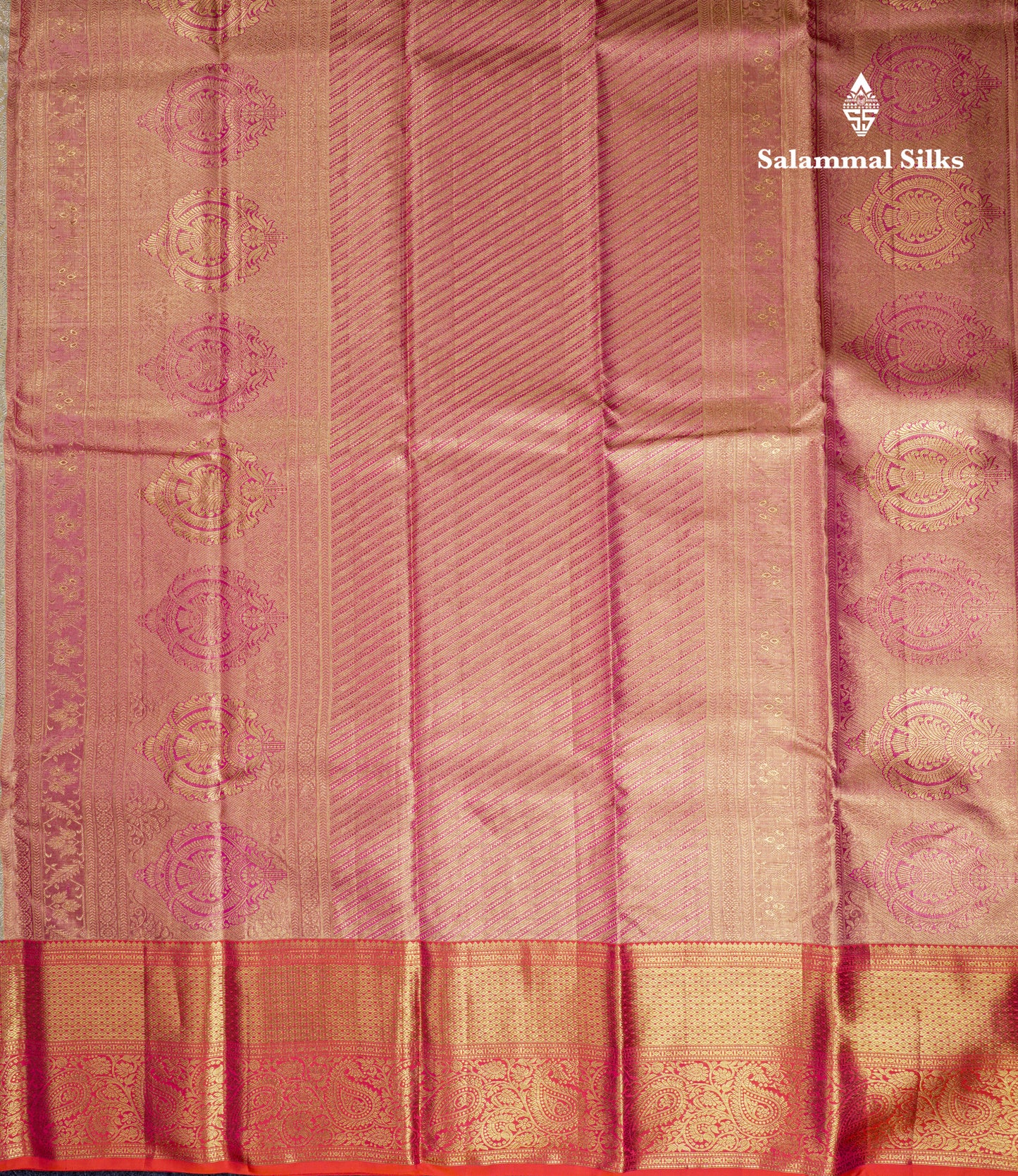 Beautiful Light Elaichi Green Tissue Bridal Pure Kanjivaram Silk Saree With Contrast Orange Traditional Border