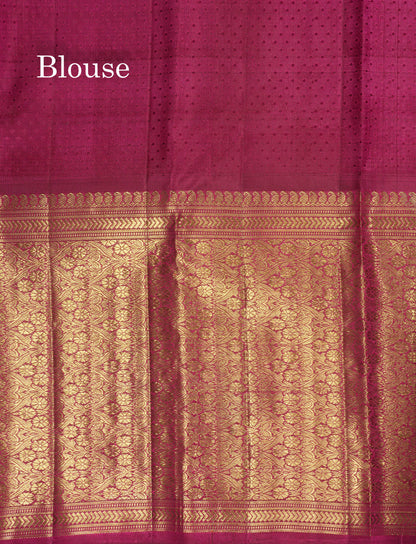 Light Elaichi Green Pure Kanjivaram Silk Saree (2G) Zari With Contrast Long Magenta Border