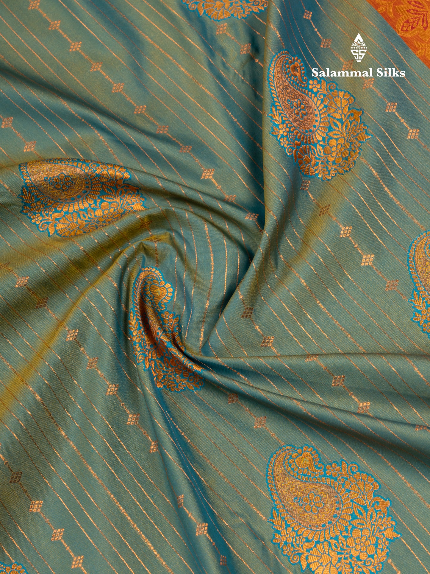 Dual Tone Light Green Semi Silk Saree With Contrast Dark Brown Blouse