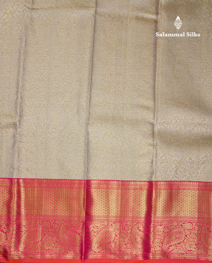 Beautiful Light Elaichi Green Tissue Bridal Pure Kanjivaram Silk Saree With Contrast Orange Traditional Border