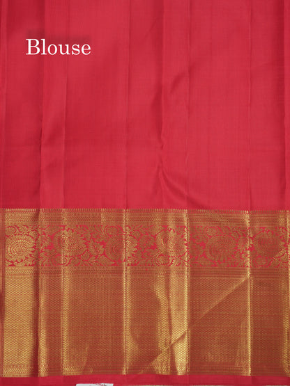 Rexona Green Pure Kanjivaram Silk Saree (2G) Zari With Contrast Red Border