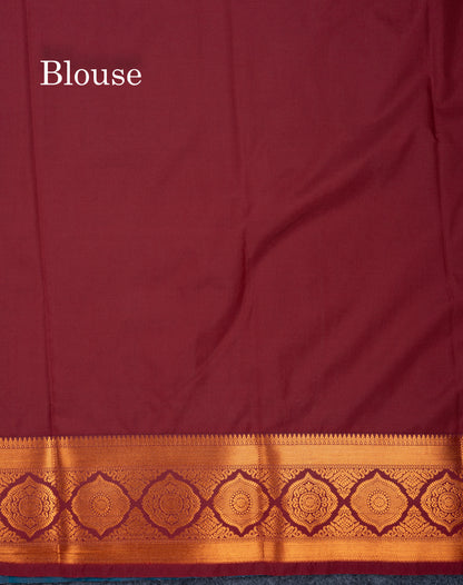 Dual Tone Light Green Semi Silk Saree With Contrast Dark Brown Blouse