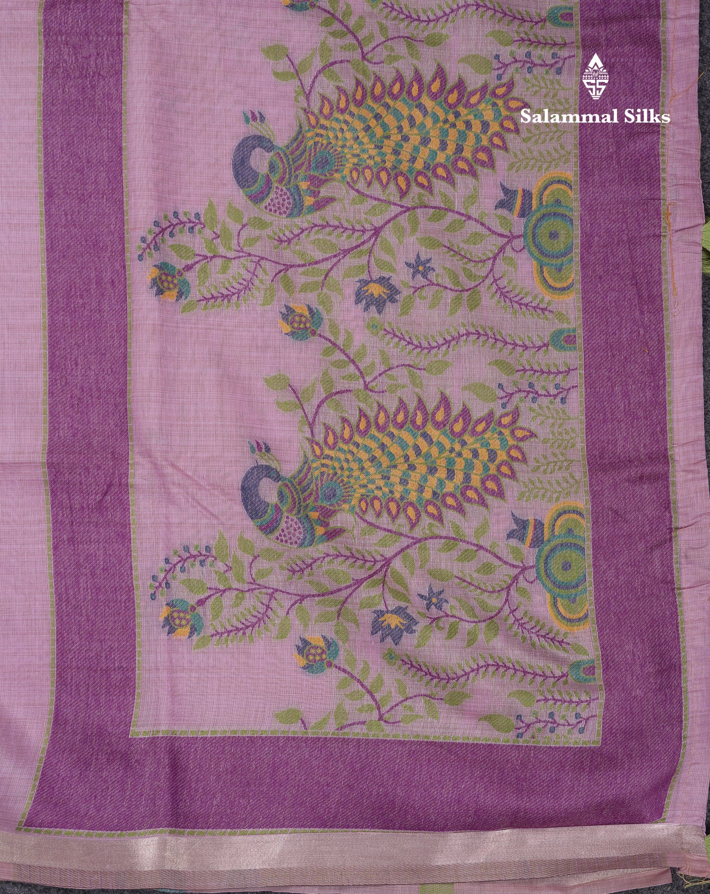 Beautiful Dark Peach Menakari Work Butta Muga Cotton Saree With Blouse
