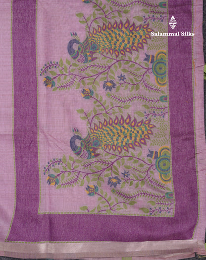 Beautiful Dark Peach Menakari Work Butta Muga Cotton Saree With Blouse