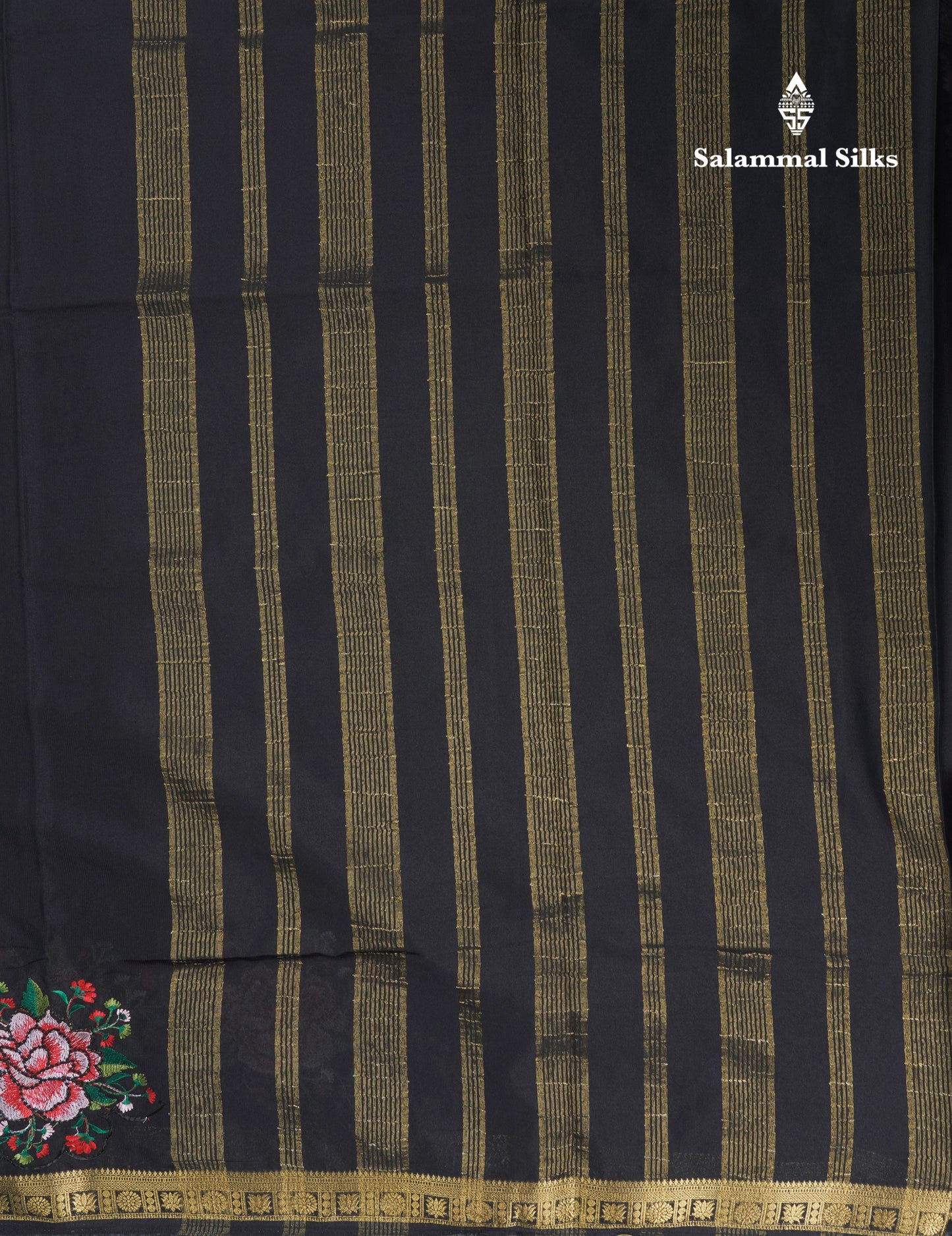 Bottle Green Plain Semi Mysore Crepe Saree With Embroidery Work Border
