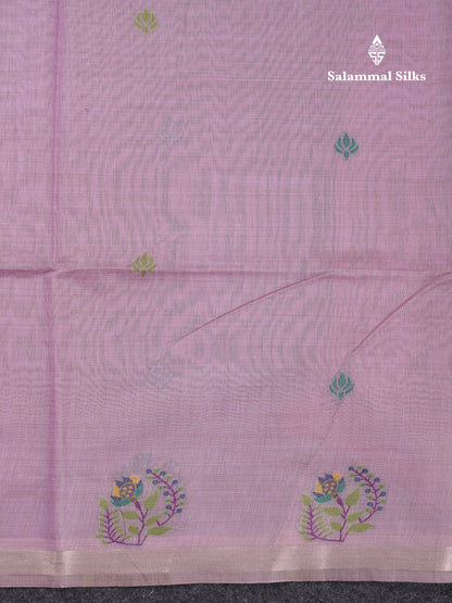 Beautiful Dark Peach Menakari Work Butta Muga Cotton Saree With Blouse