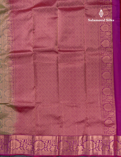 Light Green Puremix Silk Saree With Contrast Magenta Traditional Border