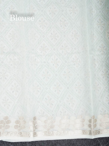 Cotton Mix Saree -  Light Pista Green Priented Design Along With Fancy Border