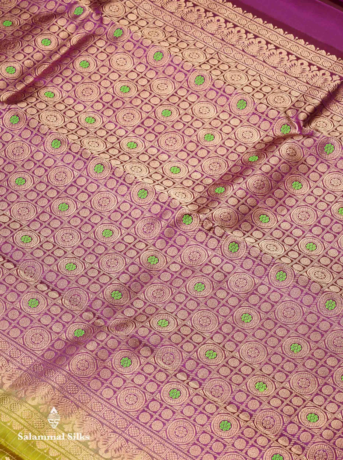 Beautiful Golden Yellow Zari Checks  With Small Butta Pure Kanjivaram Silk Saree With Contrast Magenta Traditional Evening Morning Border