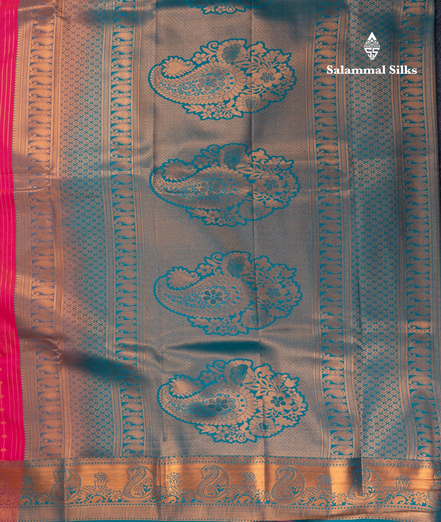 Dual Tone Pink Semi Silk Saree With Contrast Blue Blouse