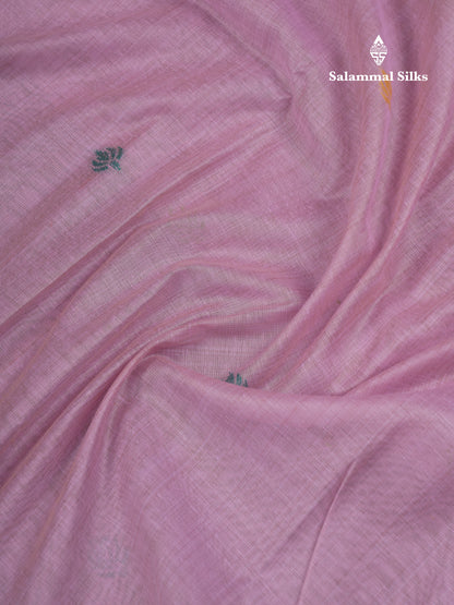 Beautiful Dark Peach Menakari Work Butta Muga Cotton Saree With Blouse