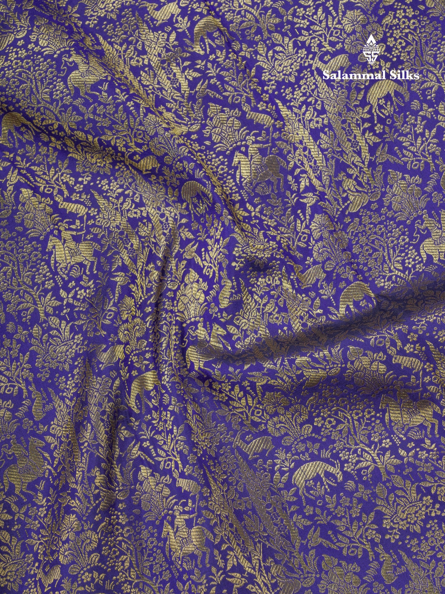 Navy Blue Vanasingaram Grand Bridal Pure Kanjivaram Silk Saree With Magenta Pink Border