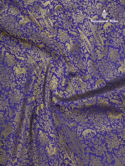 Navy Blue Vanasingaram Grand Bridal Pure Kanjivaram Silk Saree With Magenta Pink Border