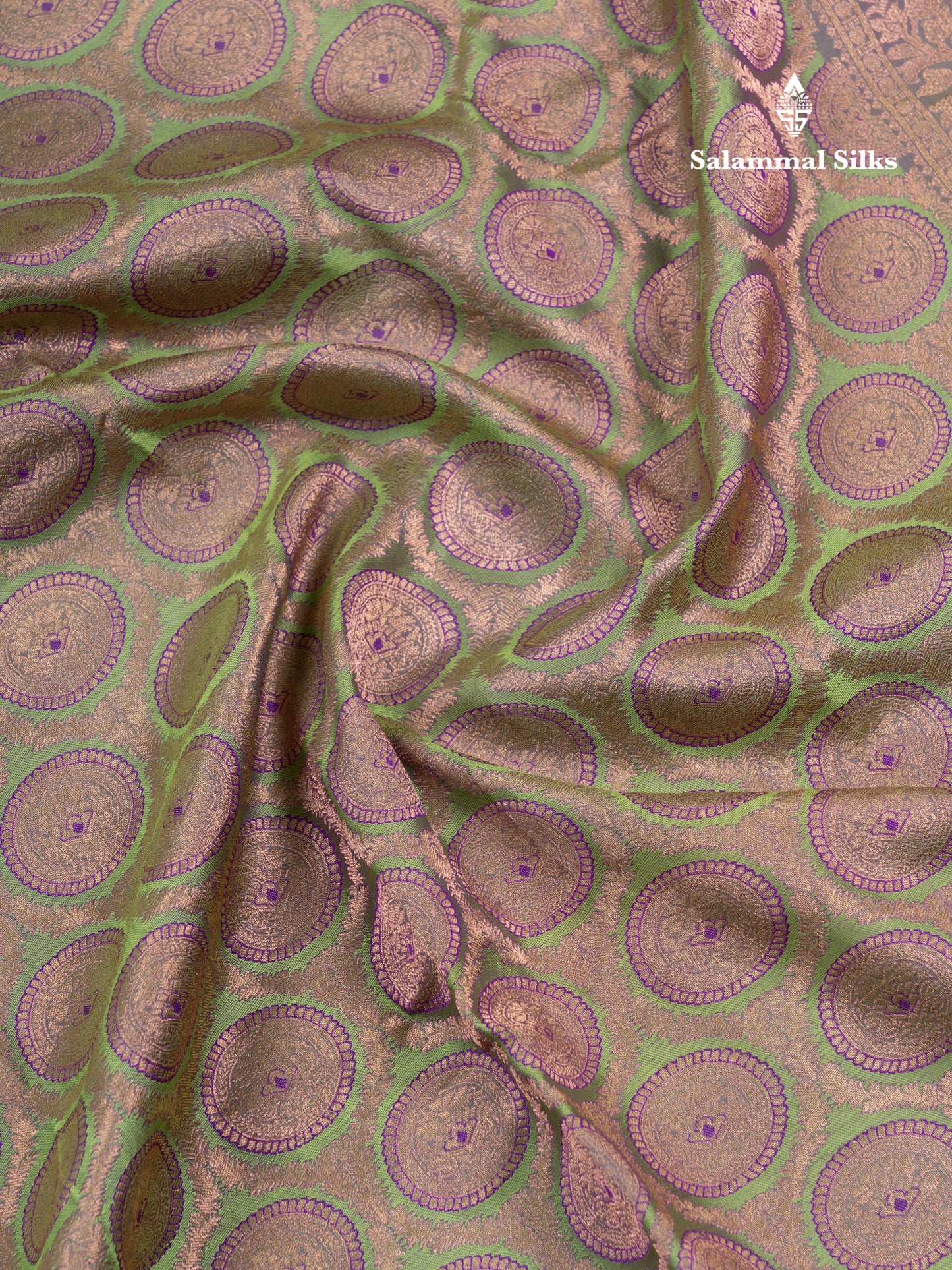 Light Green Puremix Silk Saree With Contrast Magenta Traditional Border