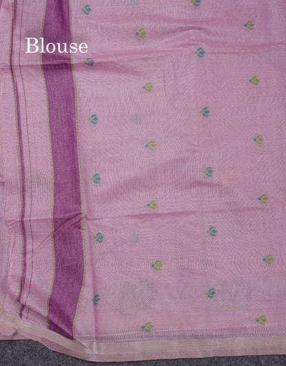 Beautiful Dark Peach Menakari Work Butta Muga Cotton Saree With Blouse