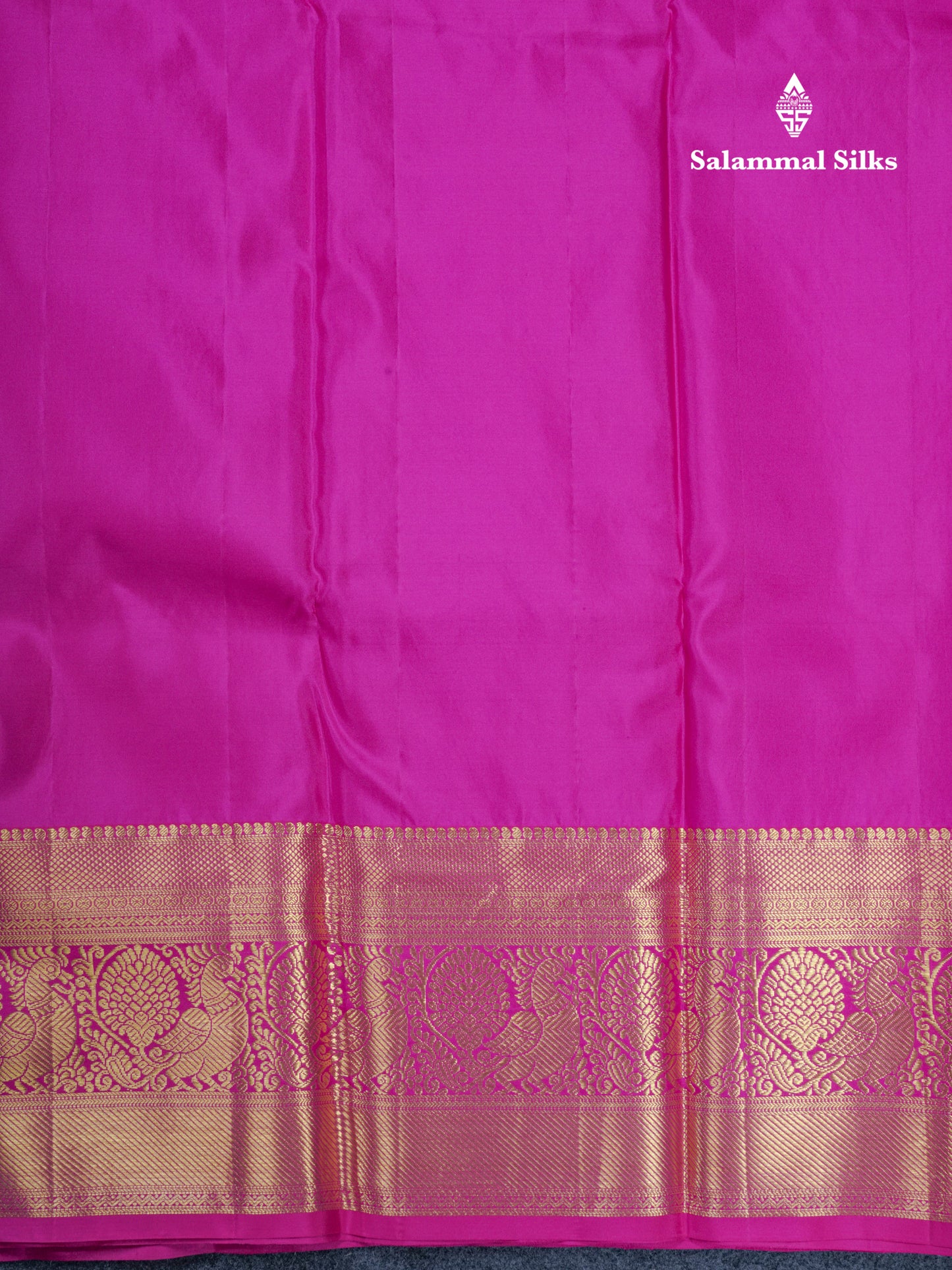 Navy Blue Vanasingaram Grand Bridal Pure Kanjivaram Silk Saree With Magenta Pink Border
