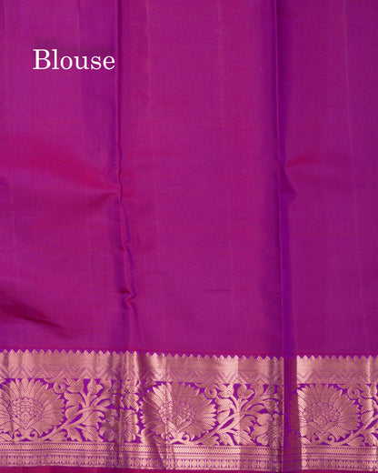 Light Green Puremix Silk Saree With Contrast Magenta Traditional Border
