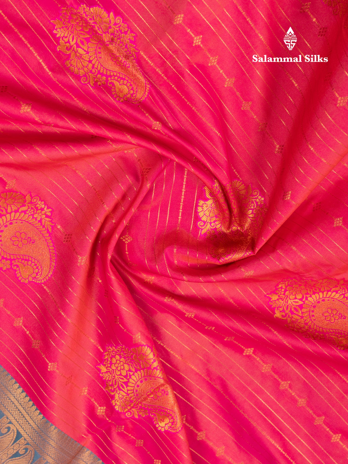 Dual Tone Pink Semi Silk Saree With Contrast Blue Blouse