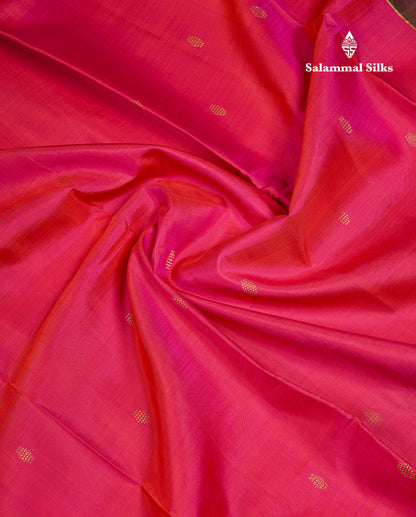 Beautiful Dual Tone Pink Pure Kanjivaram Silk Saree With Contrast Bottle Green Traditional Evening Morning Border
