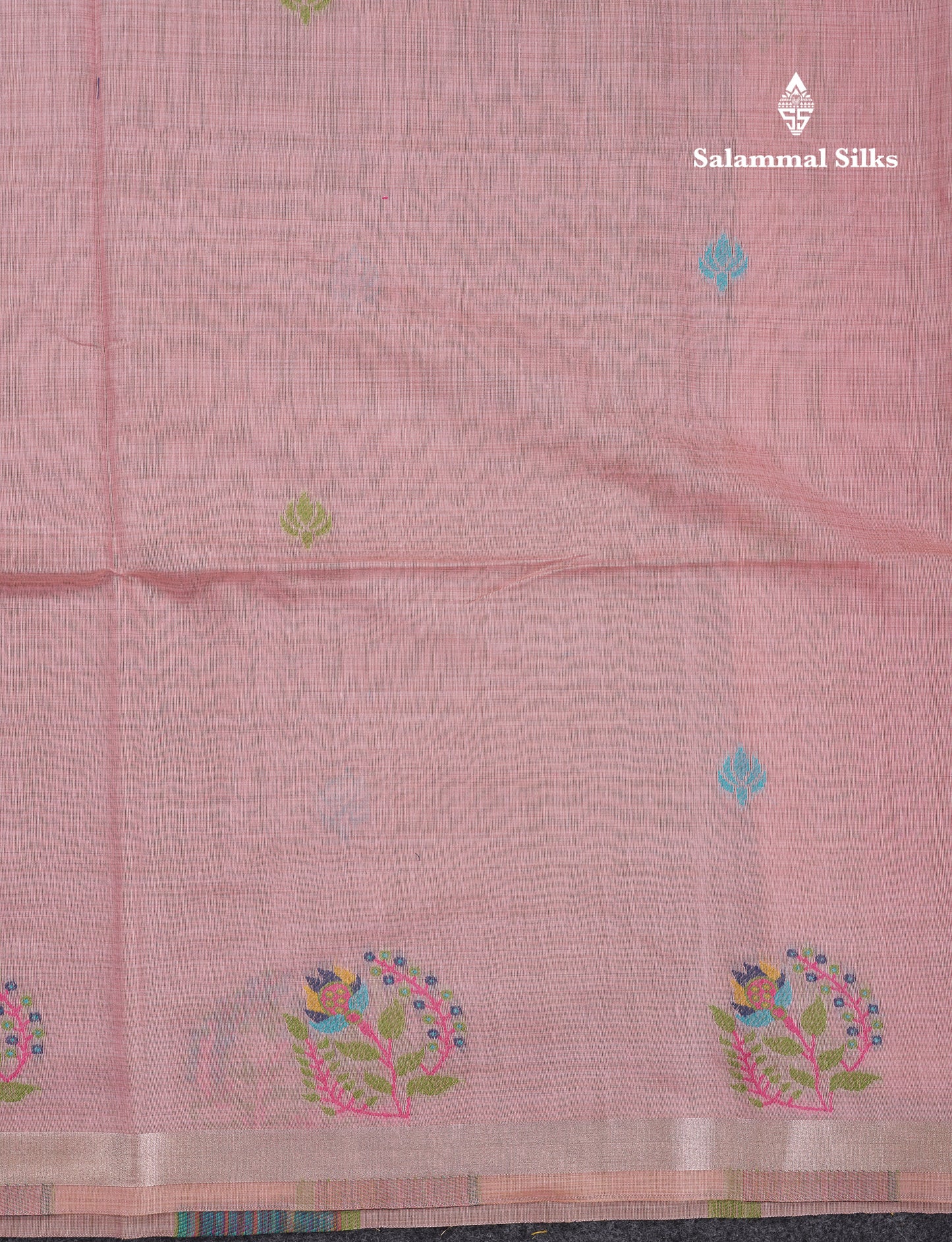 Beautiful Dark Peach Menakari Work Butta Muga Cotton Saree With Blouse