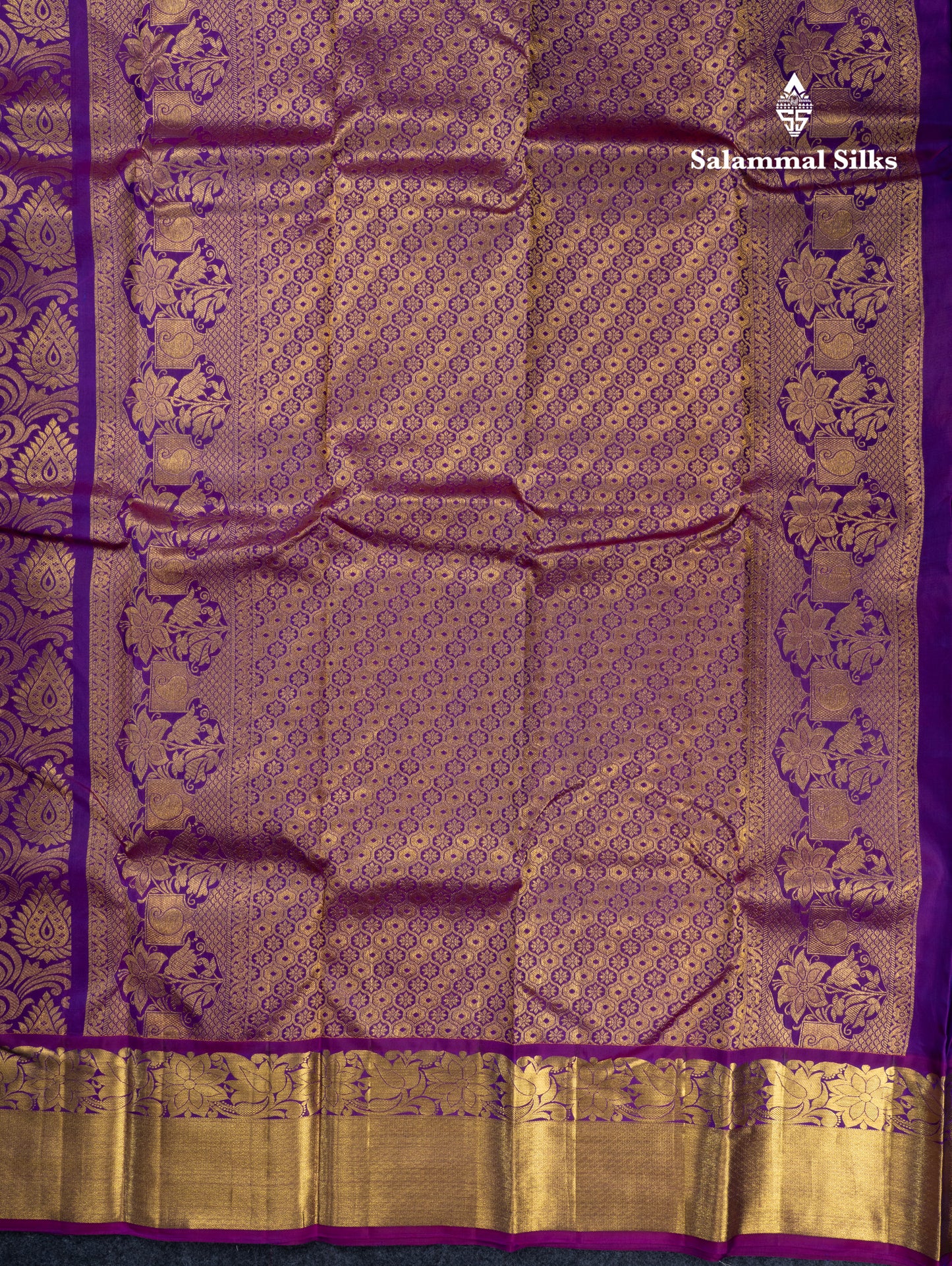 Beautiful Purple Bridal Pure Kanjivaram Silk Saree With Traditional Evening Morning Border