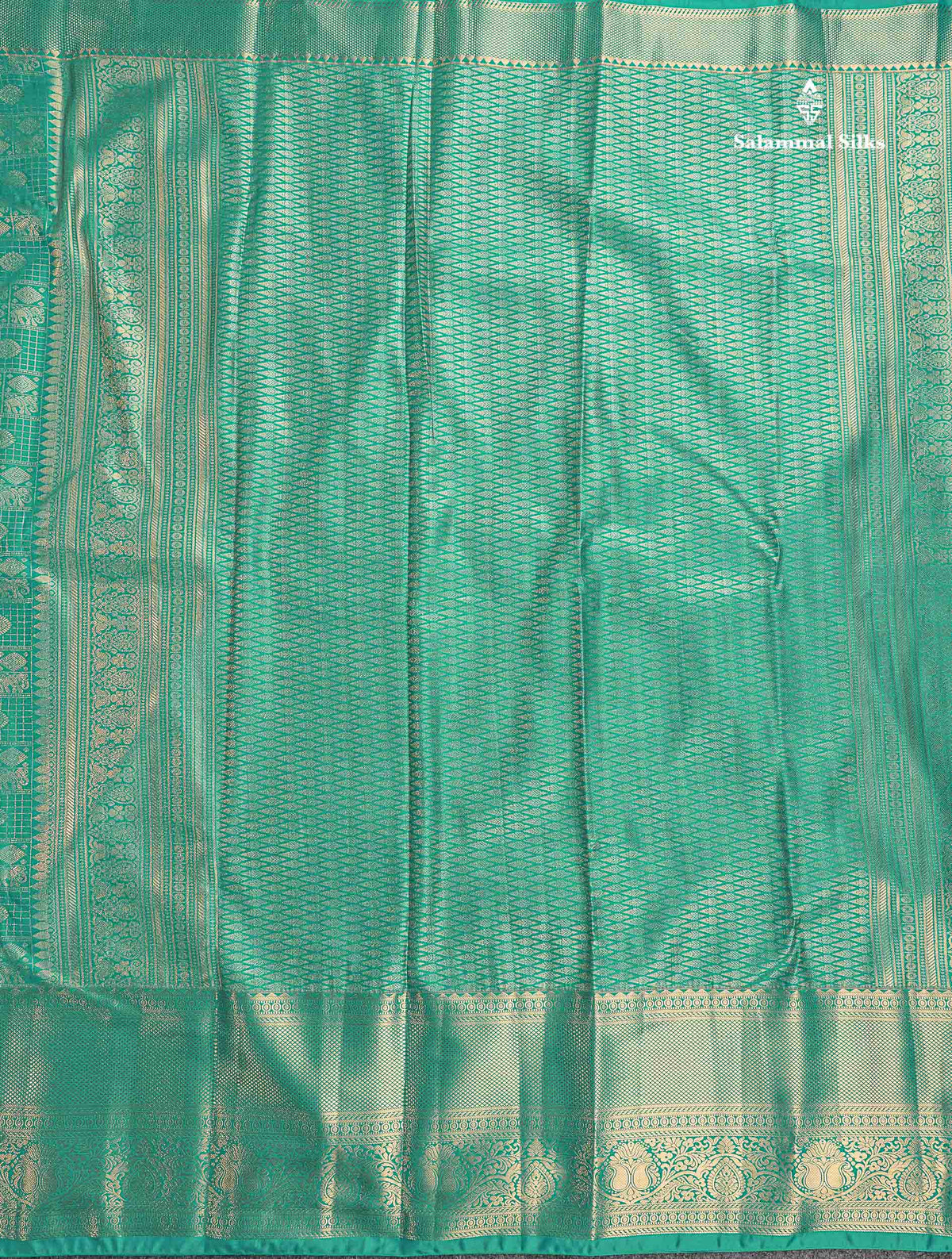 Semi Silk Saree - Sapphire Green Colour Body With Traditional Evening Morning Border