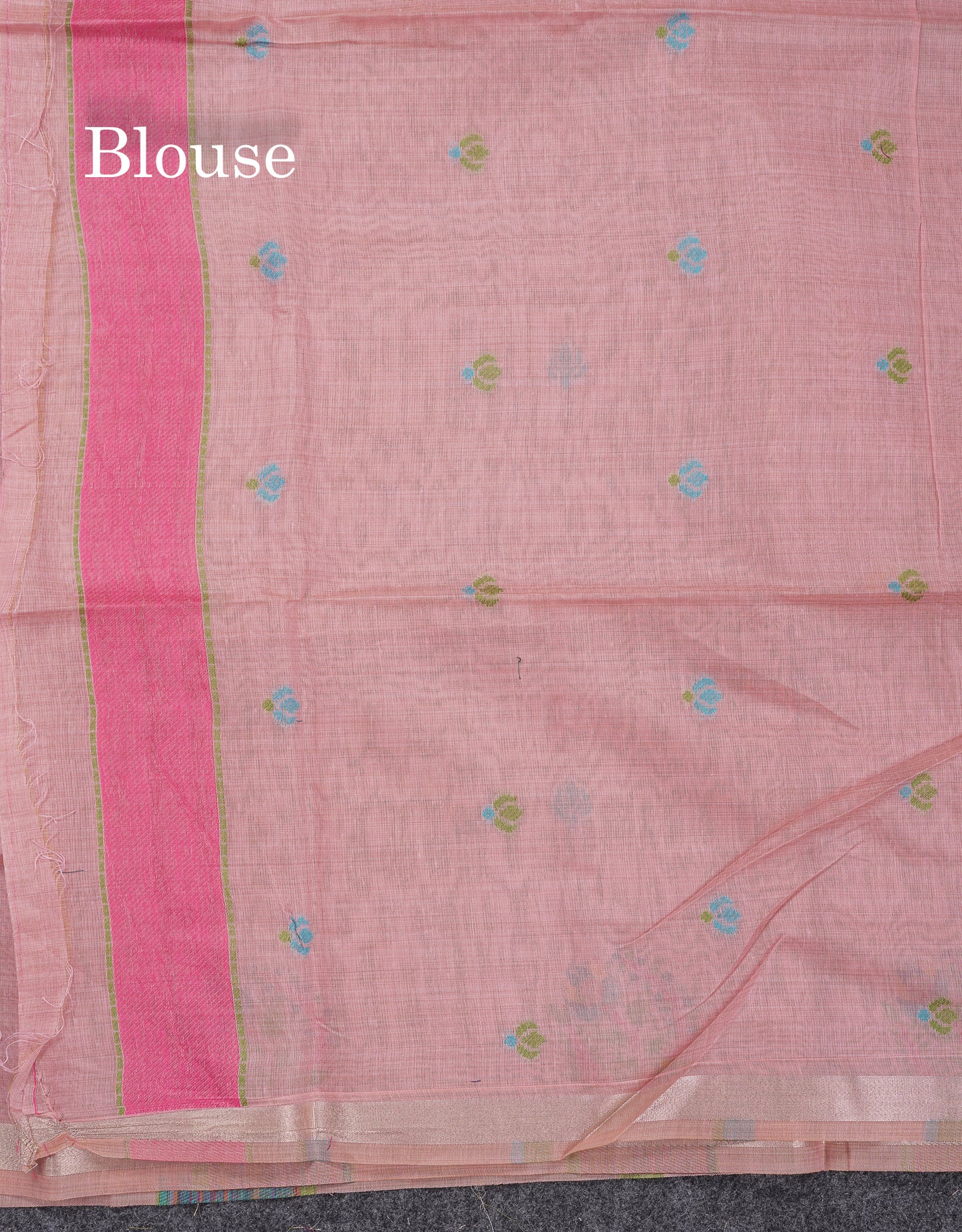 Beautiful Dark Peach Menakari Work Butta Muga Cotton Saree With Blouse