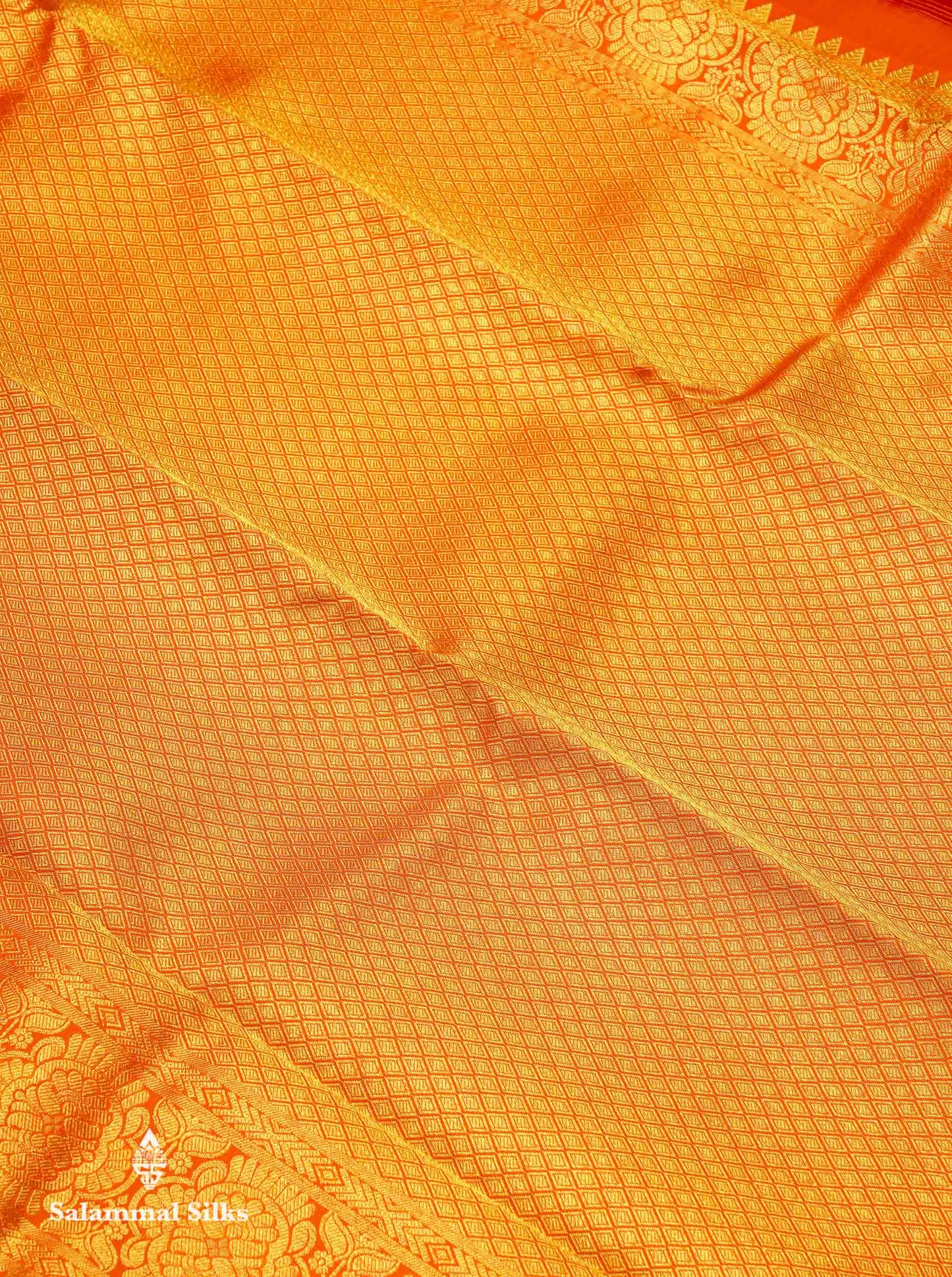 Beautiful Ramar Blue Bridal Pure Kanjivaram Silk Saree With Contrast Orange Traditional Evening Morning Border