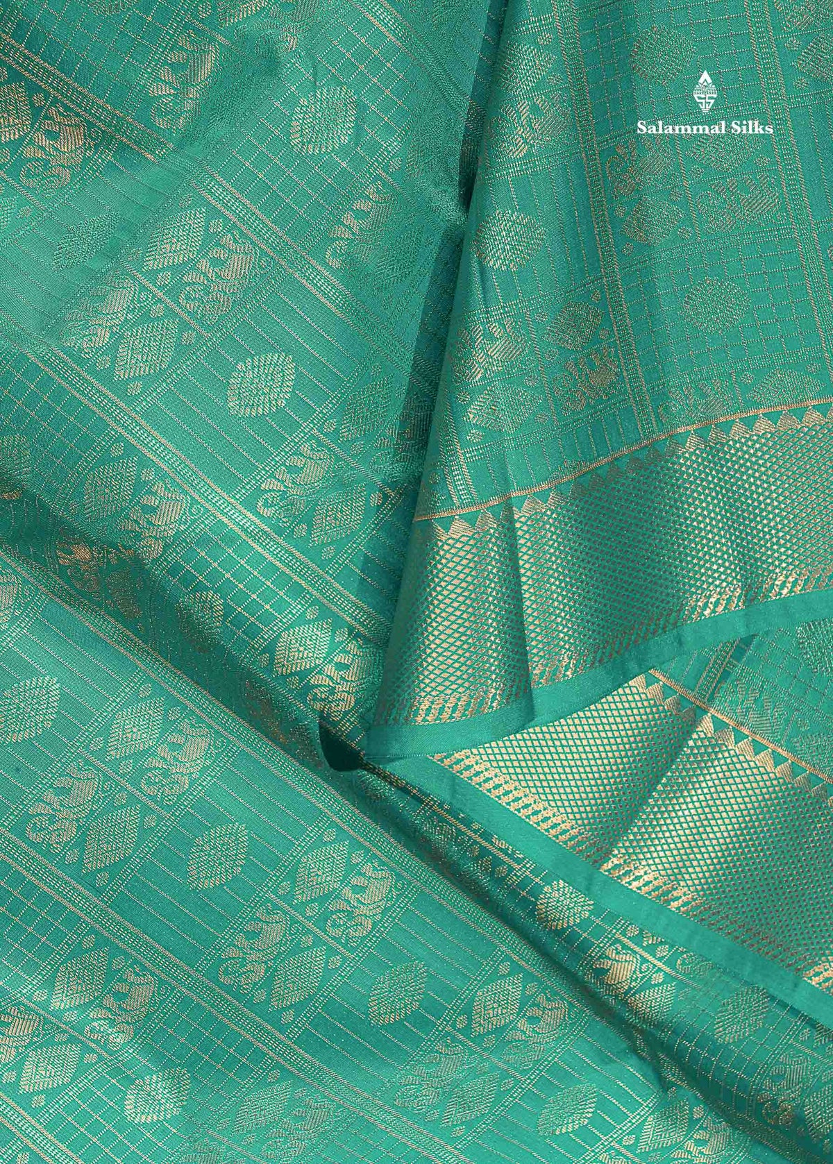 Semi Silk Saree - Sapphire Green Colour Body With Traditional Evening Morning Border