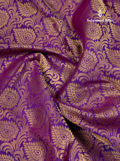 Beautiful Purple Bridal Pure Kanjivaram Silk Saree With Traditional Evening Morning Border