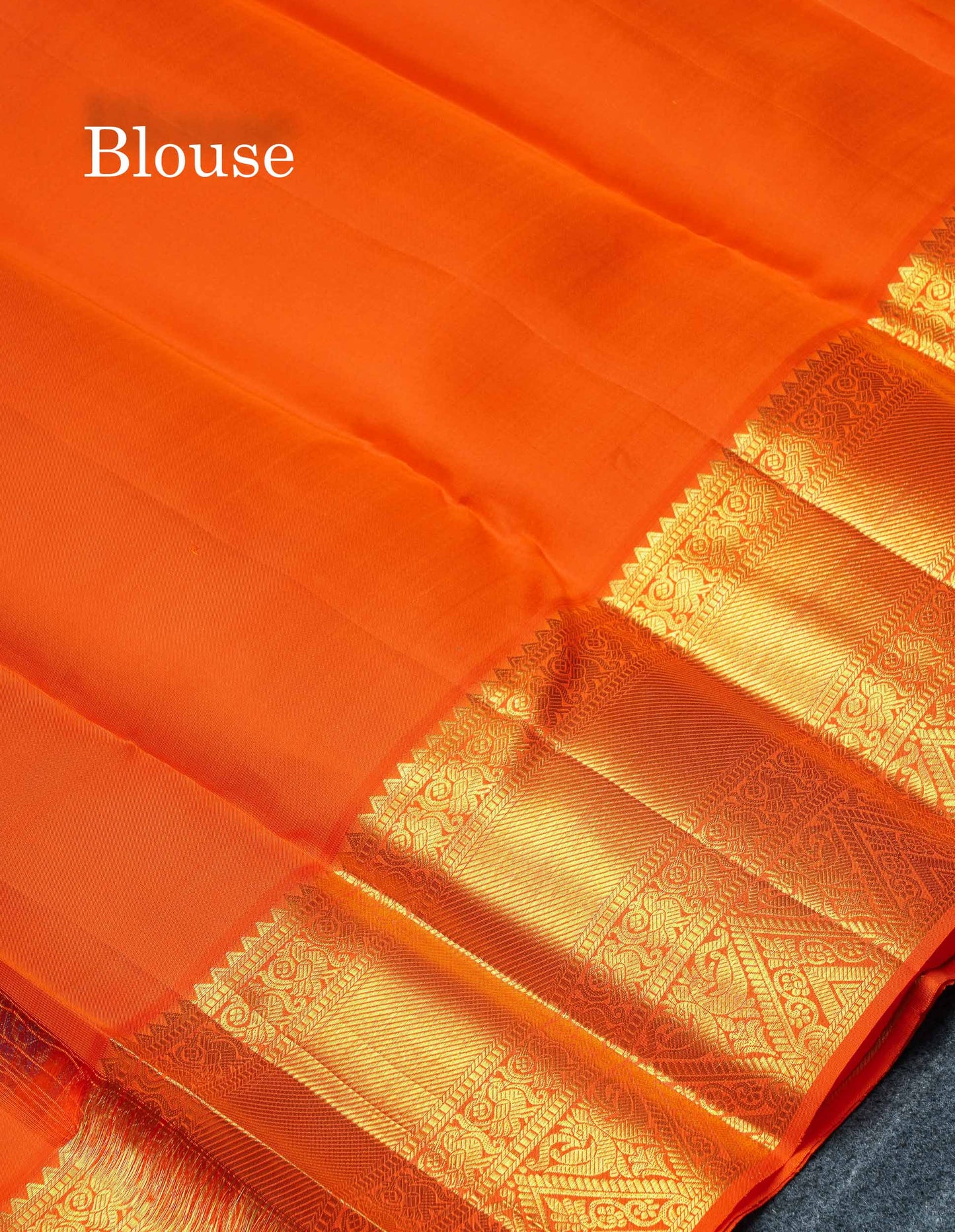 Beautiful Ramar Blue Bridal Pure Kanjivaram Silk Saree With Contrast Orange Traditional Evening Morning Border