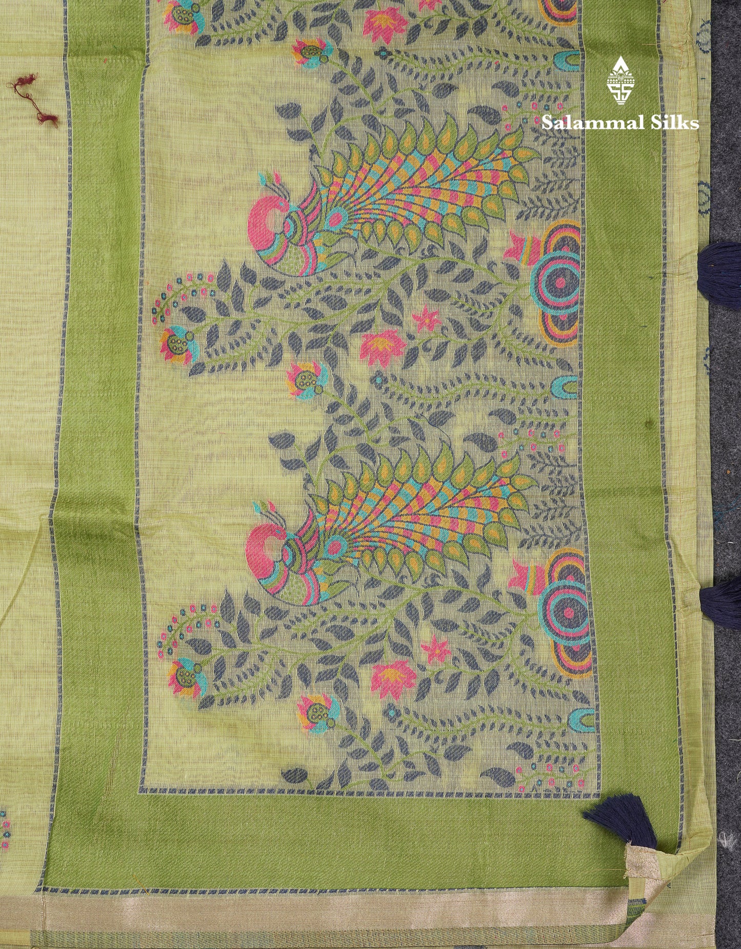 Beautiful Dark Peach Menakari Work Butta Muga Cotton Saree With Blouse